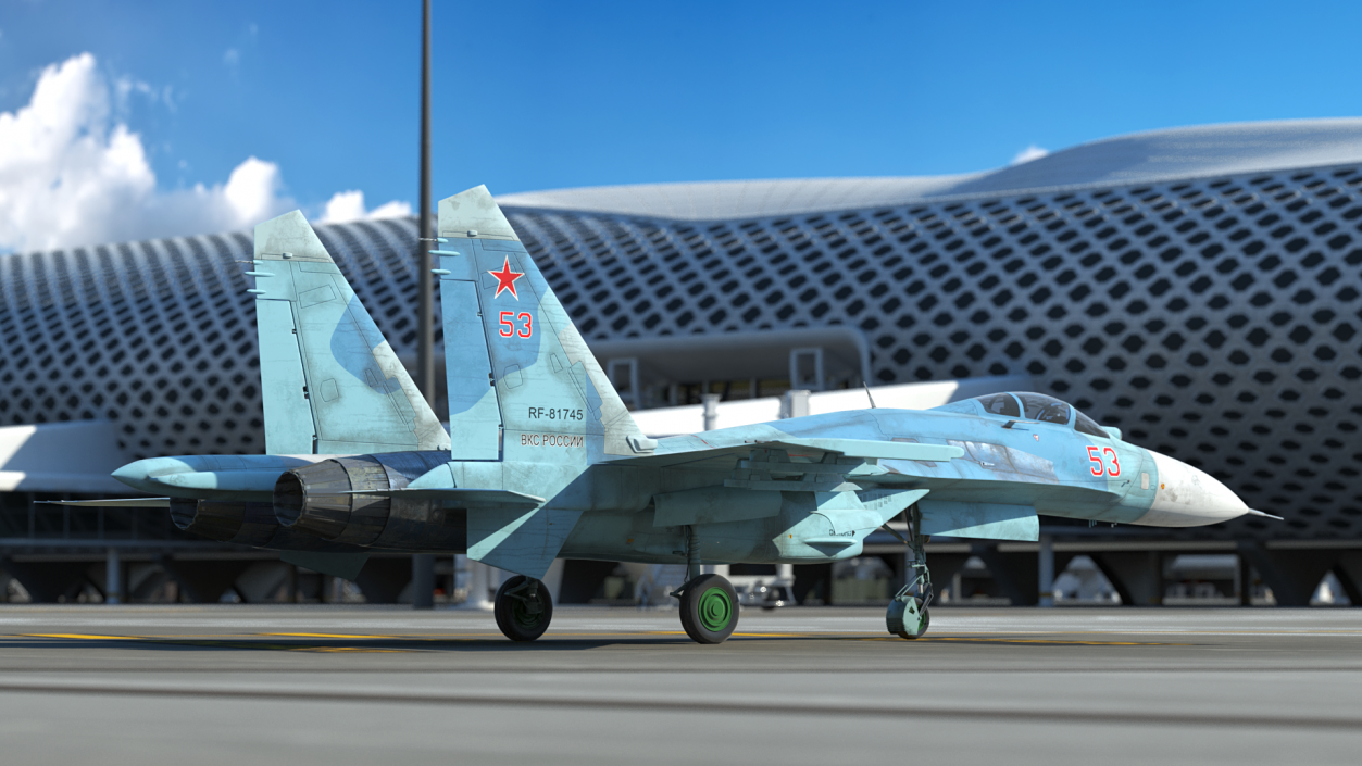 Su-27 Flanker Russian Fighter Aircraft Old Rigged 3D model