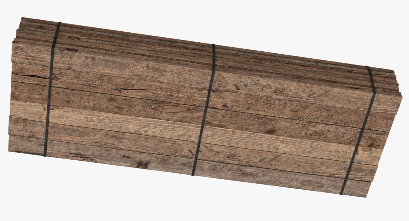 3D Lumber Stack Old Wood Planks model