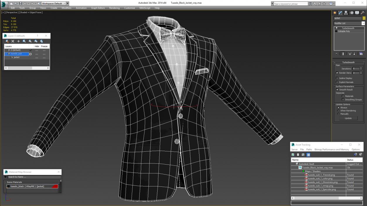 Tuxedo Black Jacket 3D model