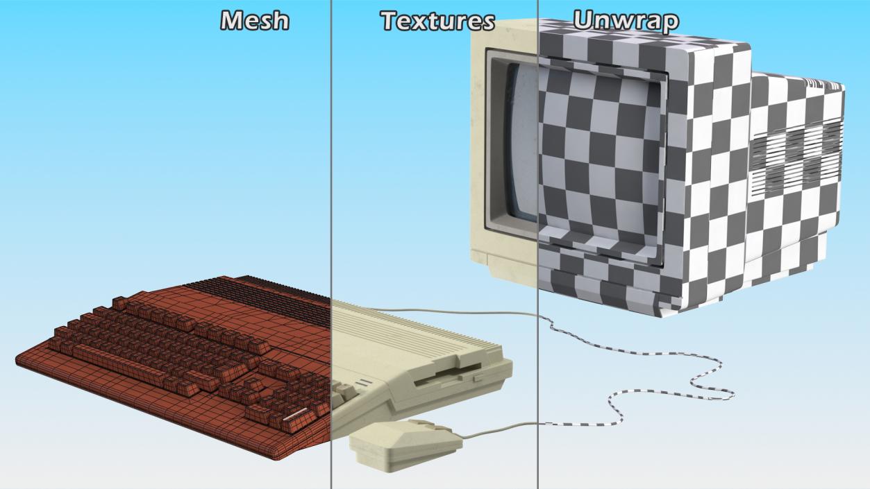 3D model Old Computer with Monitor
