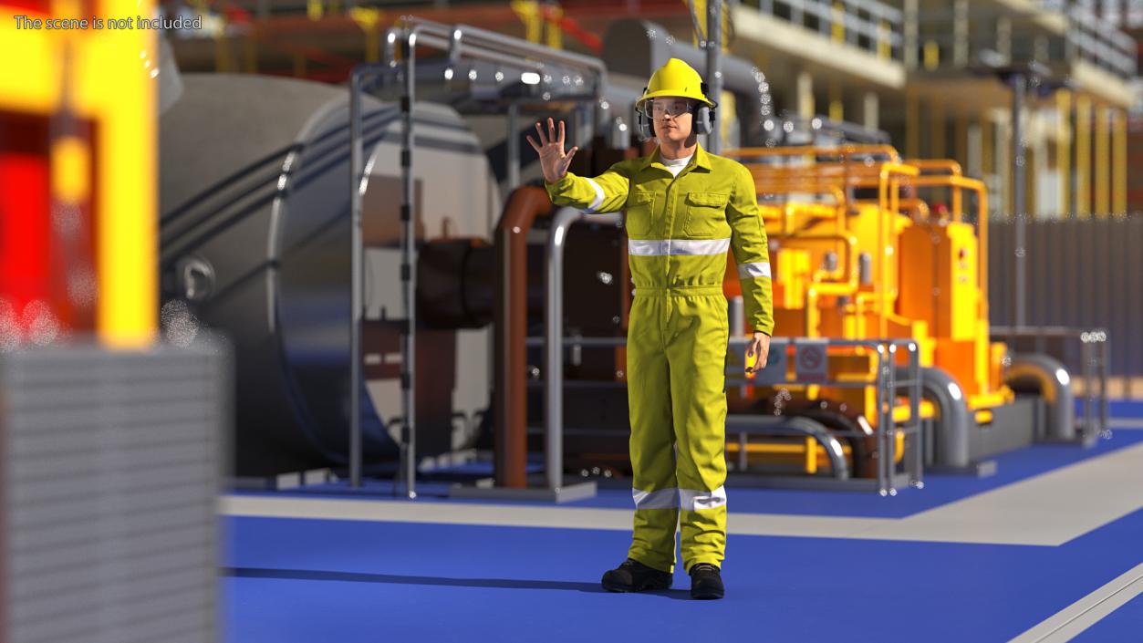Gas Worker Fully Equipped Standing Pose 3D model