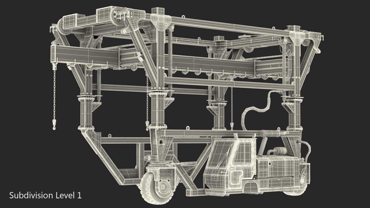Combi-SC Range Straddle Carrier Dirty Rigged 3D model