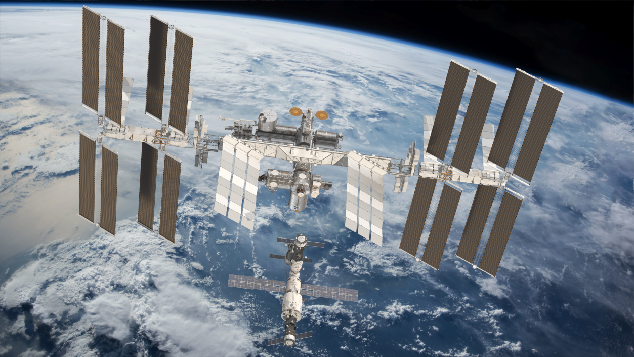 3D International Space Station Habitable Artificial Satellite model