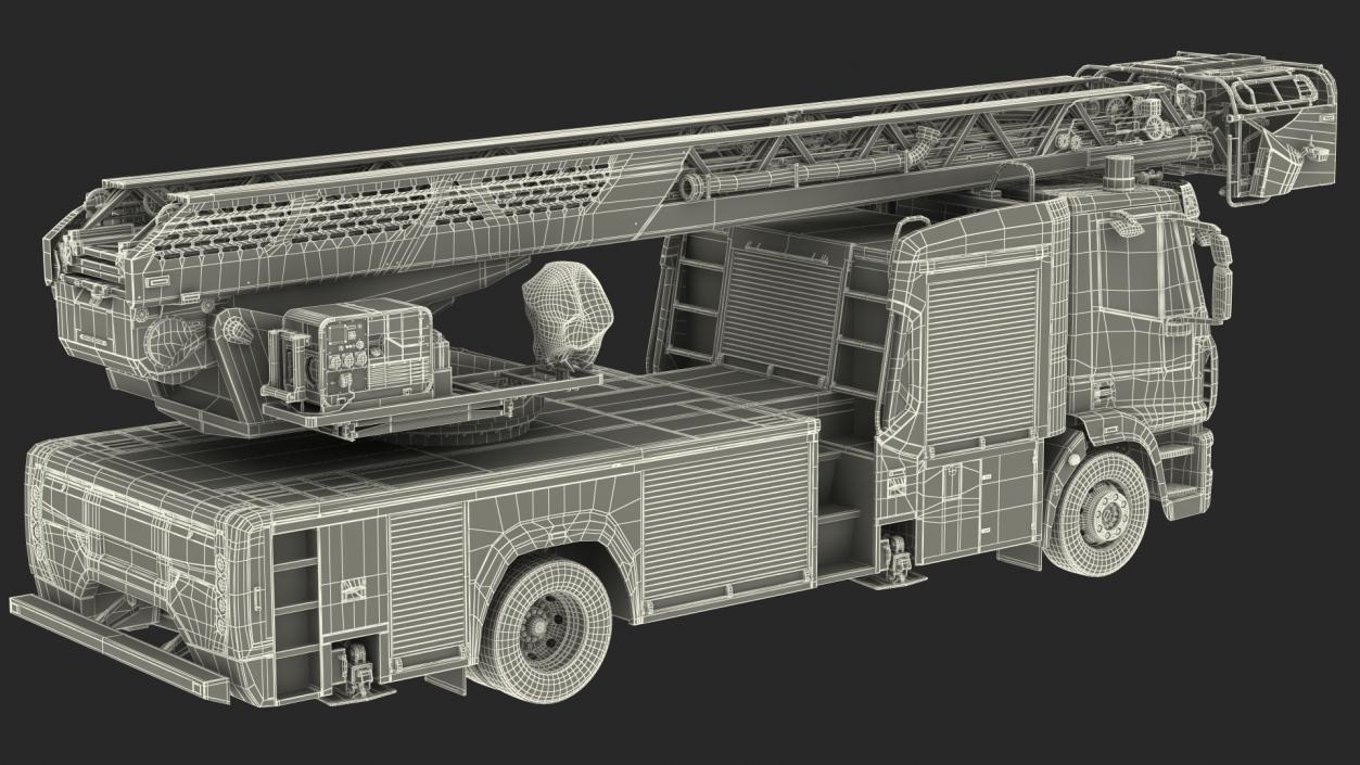 Firefighting Truck with Ladder Rigged 3D