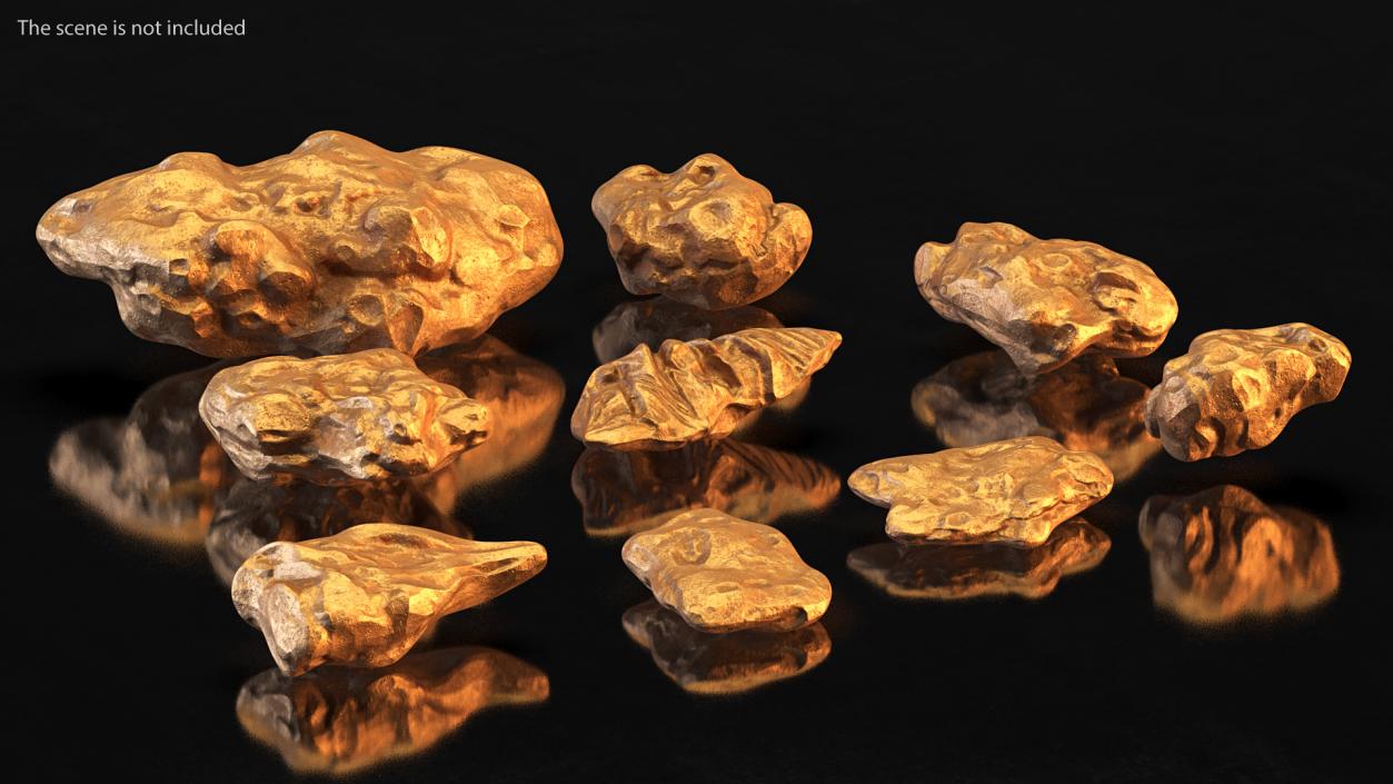 Copper Natural Minerals Stones Set 3D model