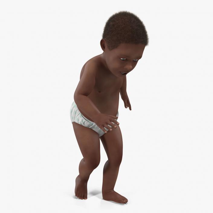 African American Baby with Fur Rigged 3D