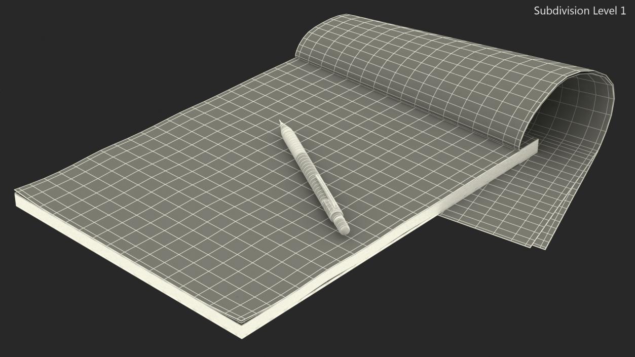 3D Paper Notebook with Pen model