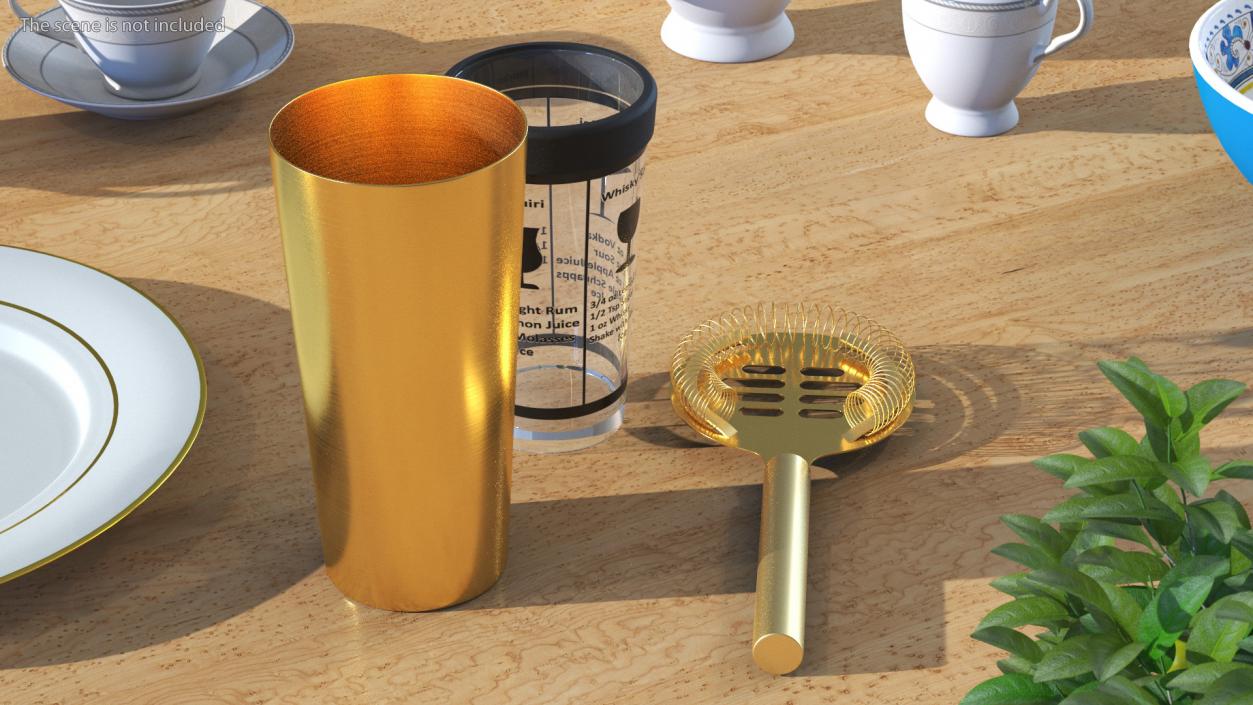 3D Cocktail Shaker Set Transparent Gold