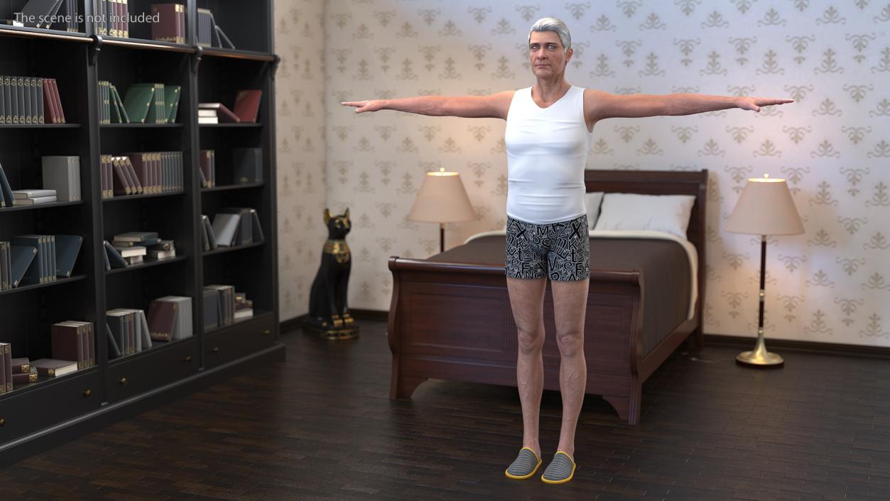 Old Man Underwear Rigged 3D model
