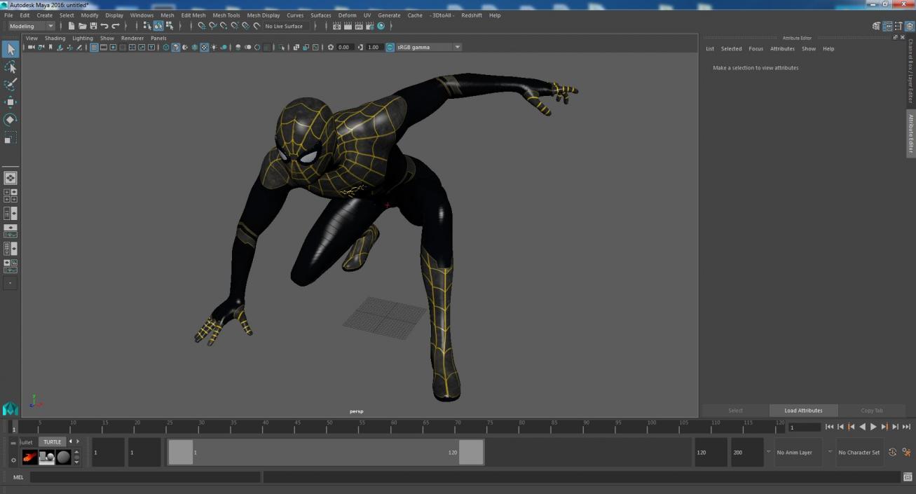 3D Spiderman Black Suit Ready Pose