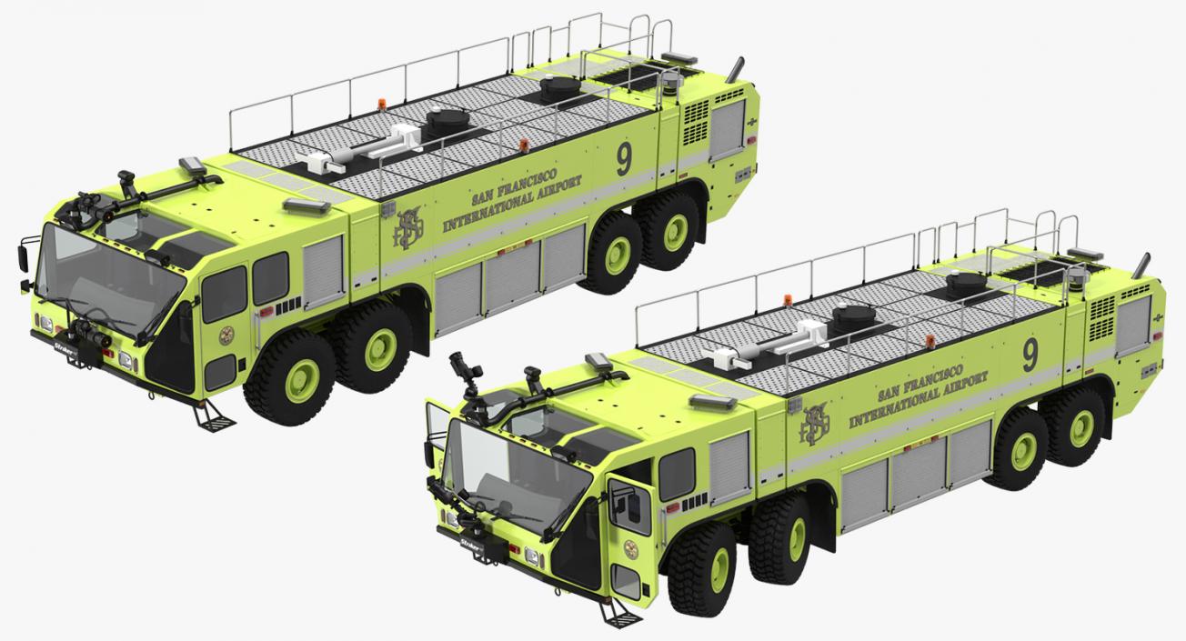 3D Oshkosh Striker 4500 Aircraft Rescue and Firefighting Vehicle Rigged model