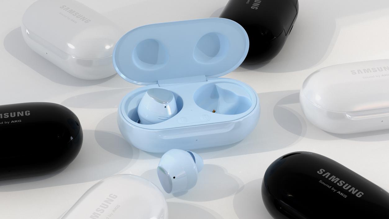 3D Samsung Galaxy Buds Plus with Charging Case Blue model