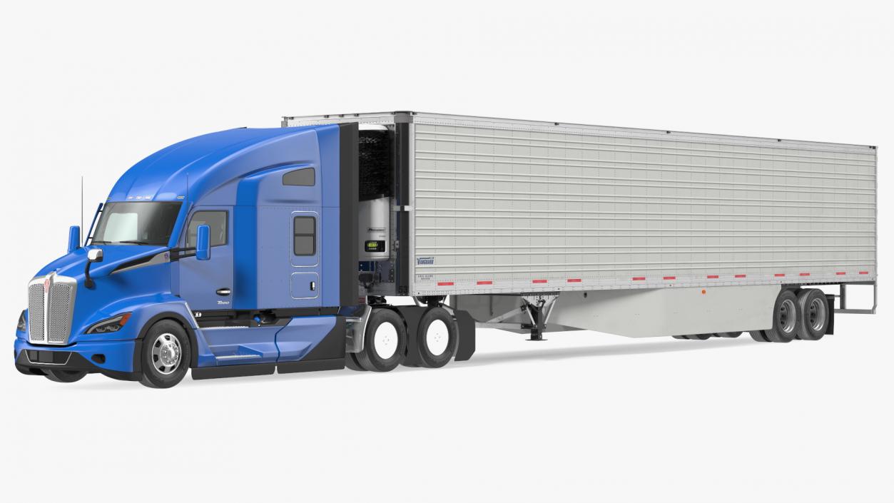 Kenworth Truck with Vanguard Reefer Trailer Rigged for Cinema 4D 3D model