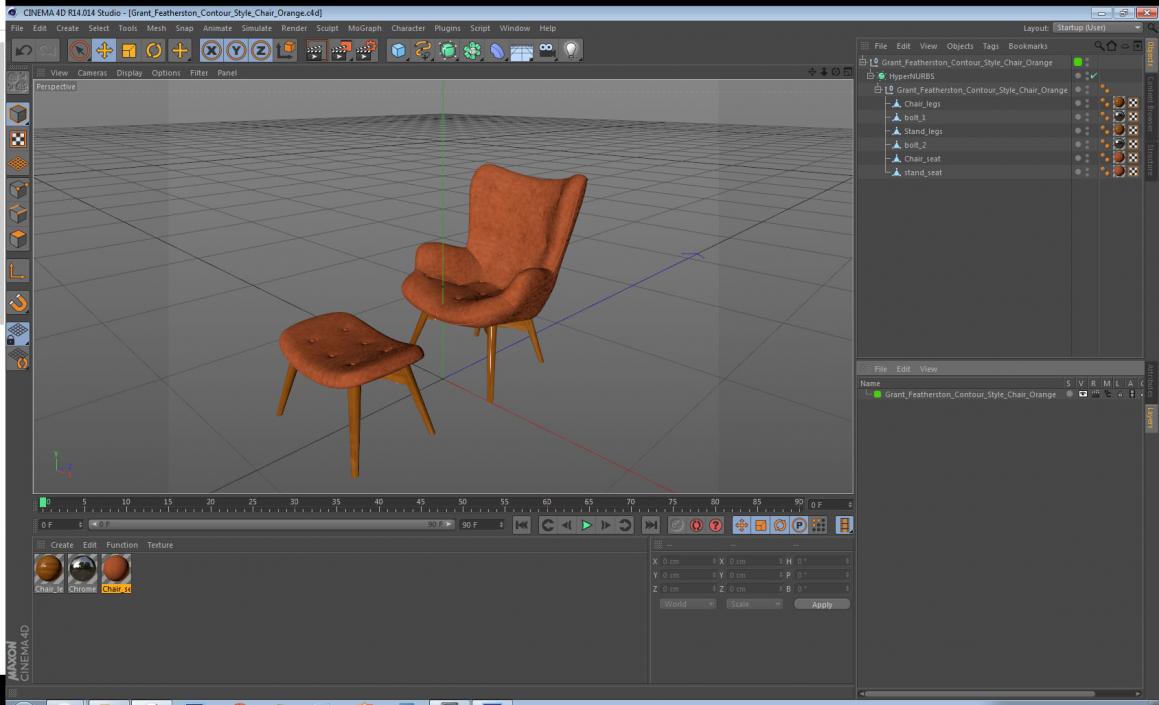 Grant Featherston Contour Style Chair Orange 3D model
