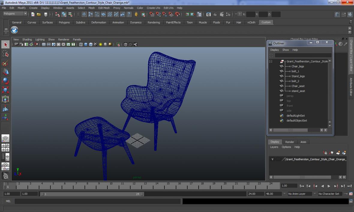 Grant Featherston Contour Style Chair Orange 3D model