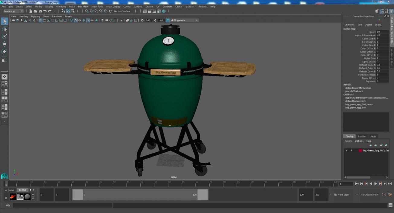 3D model Big Green Egg BBQ Grill Closed