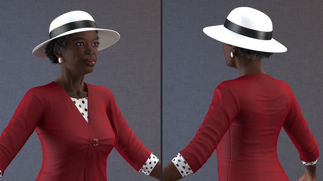 3D model Afro American Elderly Woman Formal Wear Rigged for Cinema 4D