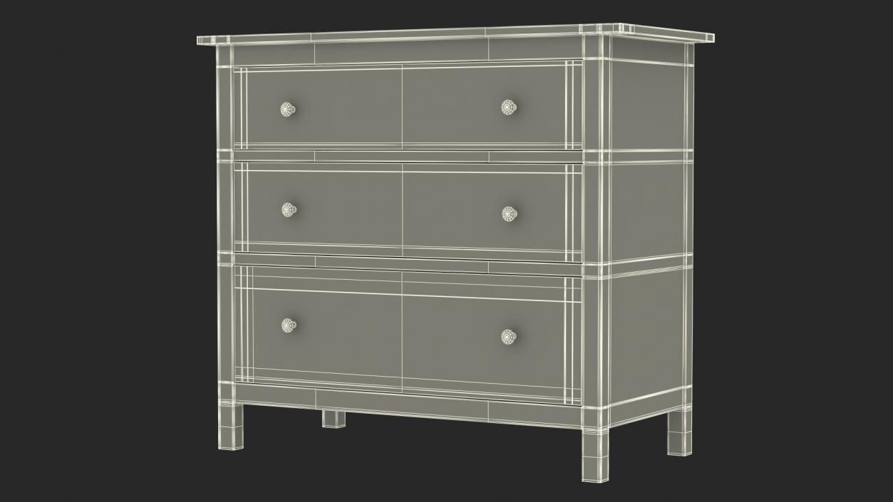 3D model Ikea 3 Drawer Chest Brown