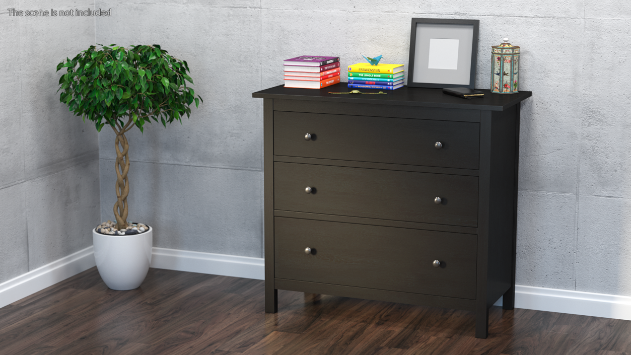 3D model Ikea 3 Drawer Chest Brown