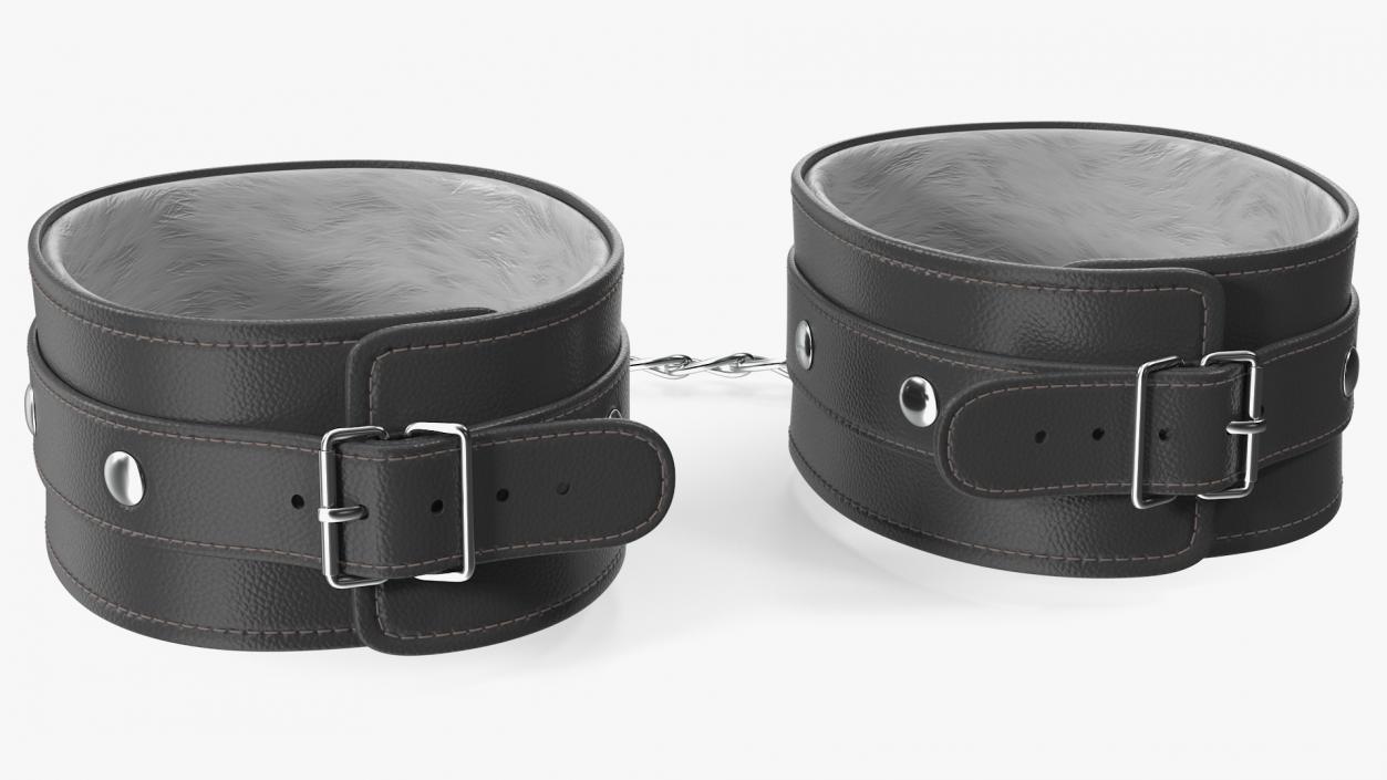 3D Leather Handcuffs Black model