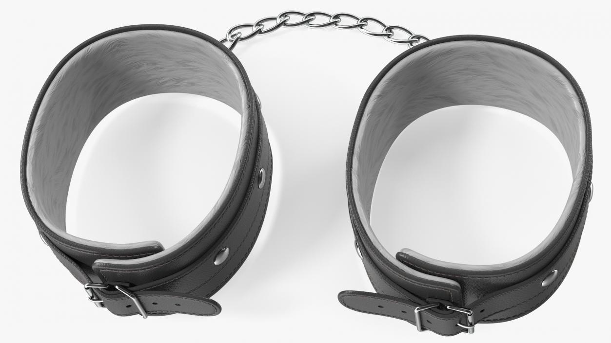 3D Leather Handcuffs Black model