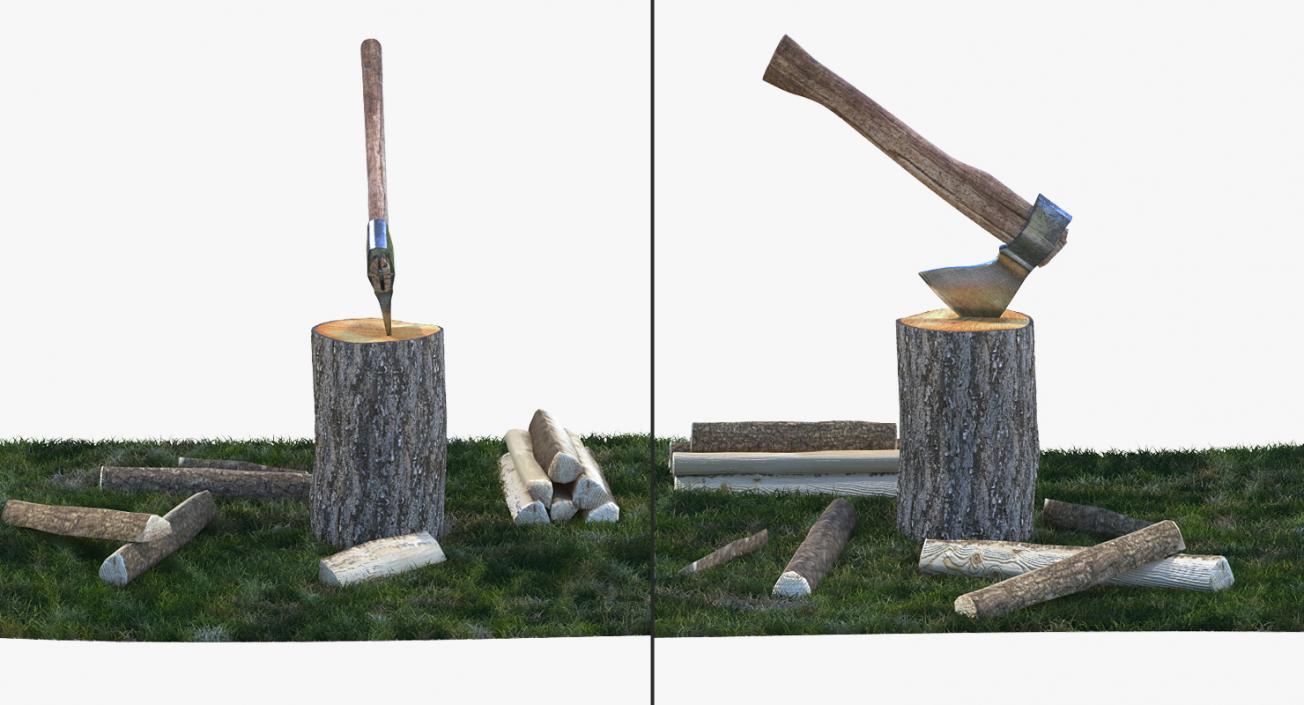 3D Chopping Firewood on Grass