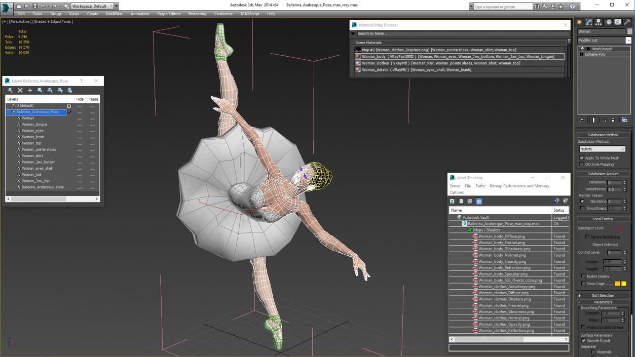 Ballerina Arabesque Pose 3D model