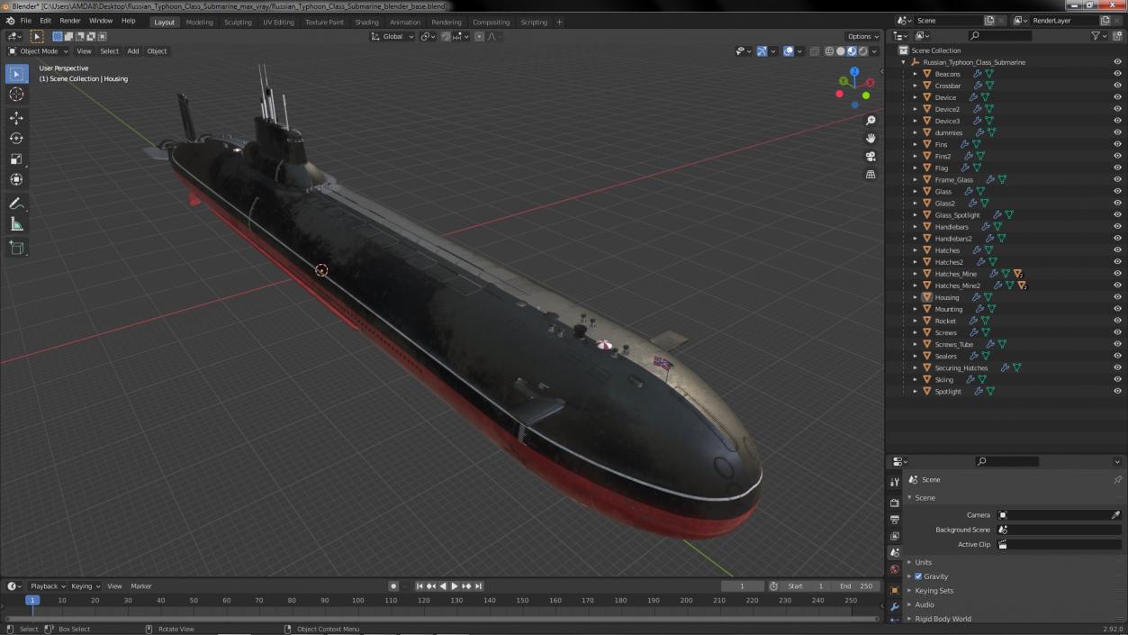 3D Russian Typhoon Class Submarine