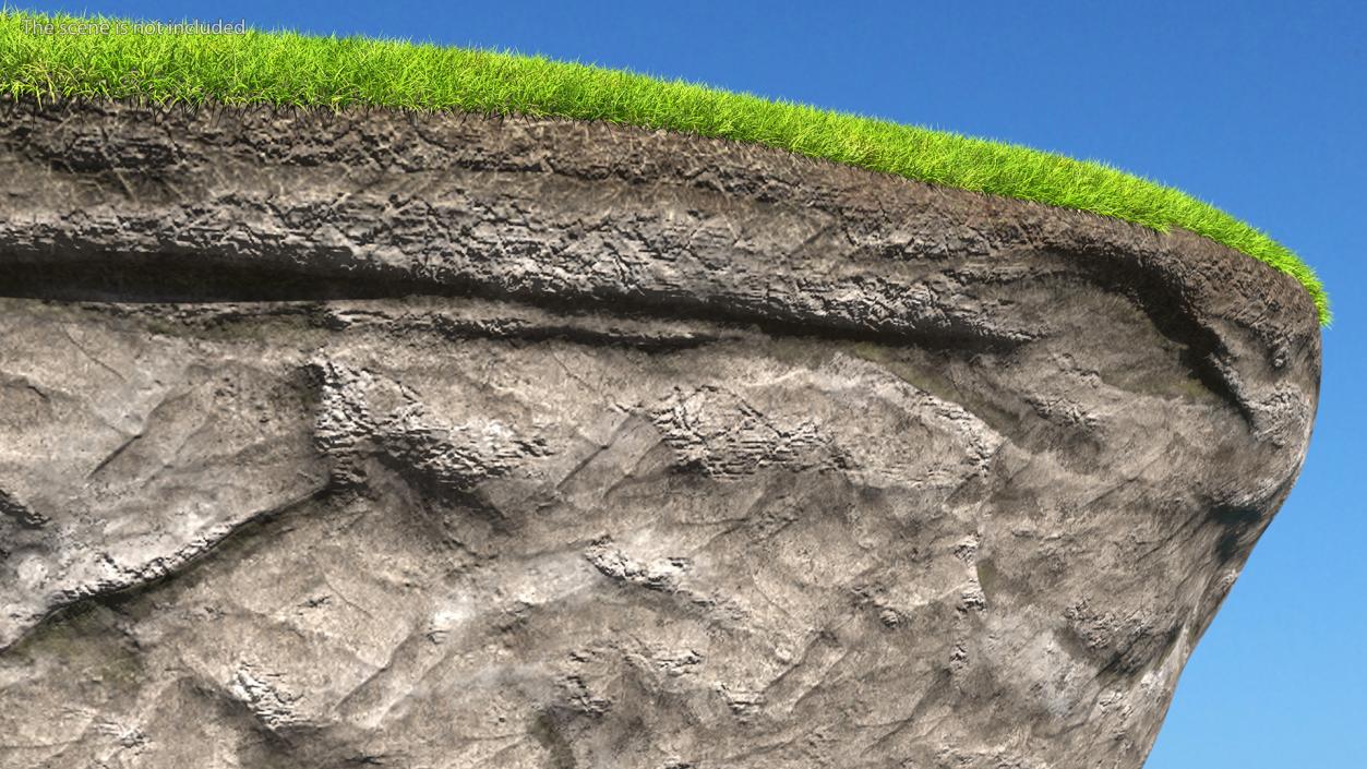 3D model Rock Round Cross Section with Green Grass Fur