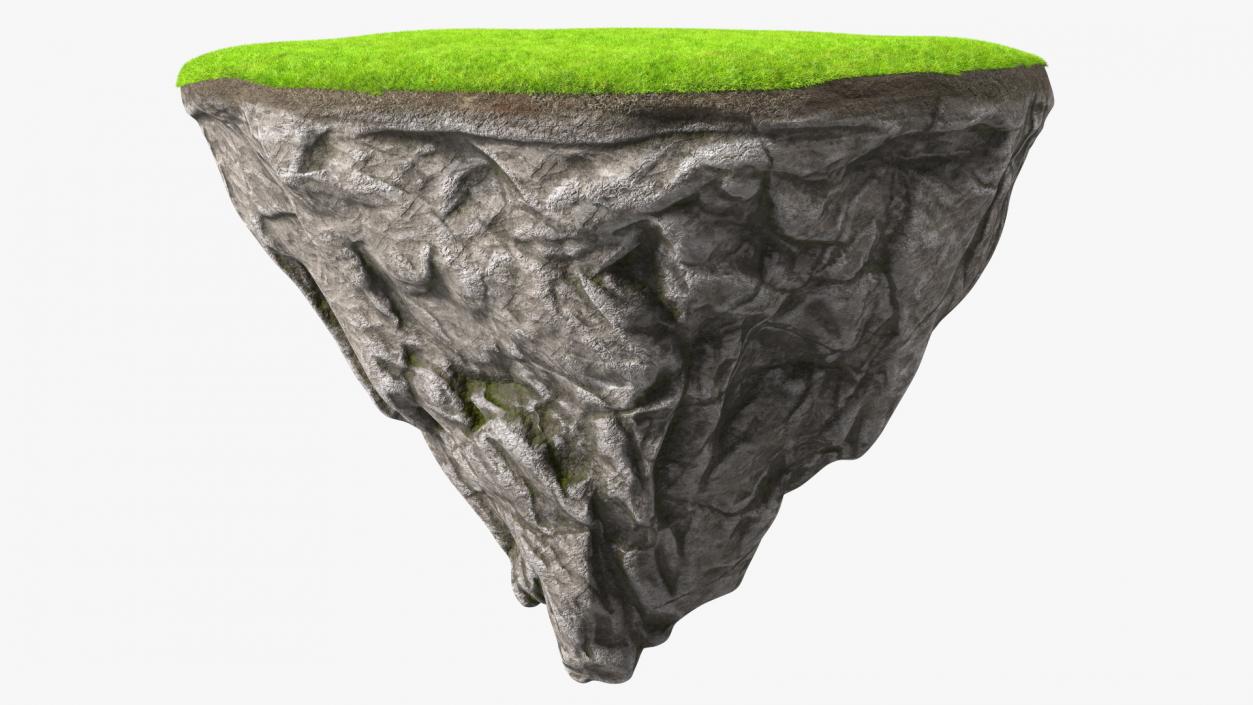 3D model Rock Round Cross Section with Green Grass Fur