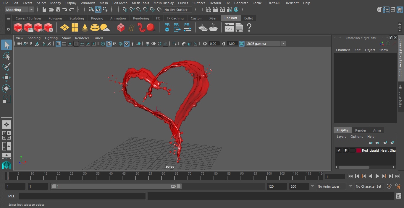 3D model Red Liquid Heart Shaped Splash