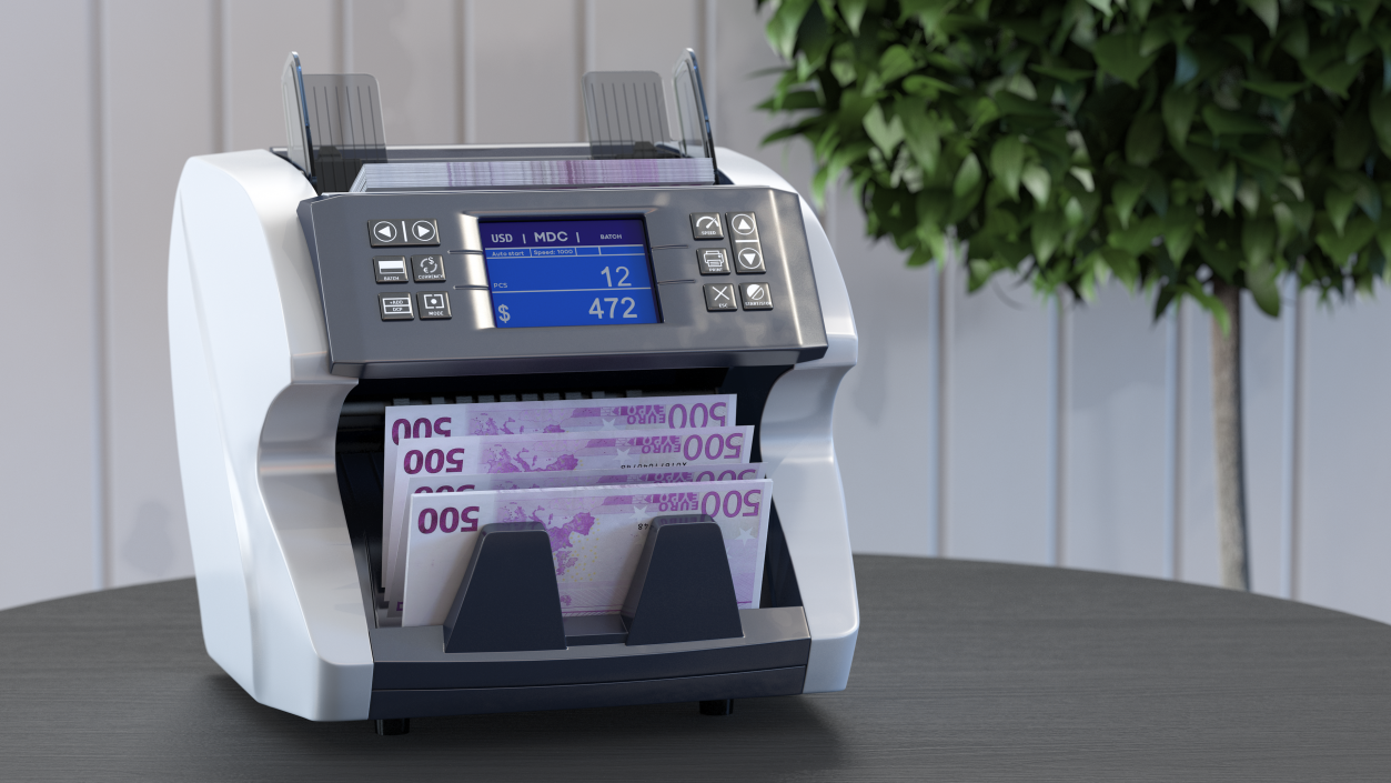 Cash Currency Counter Sorter Bills Euro 3D model