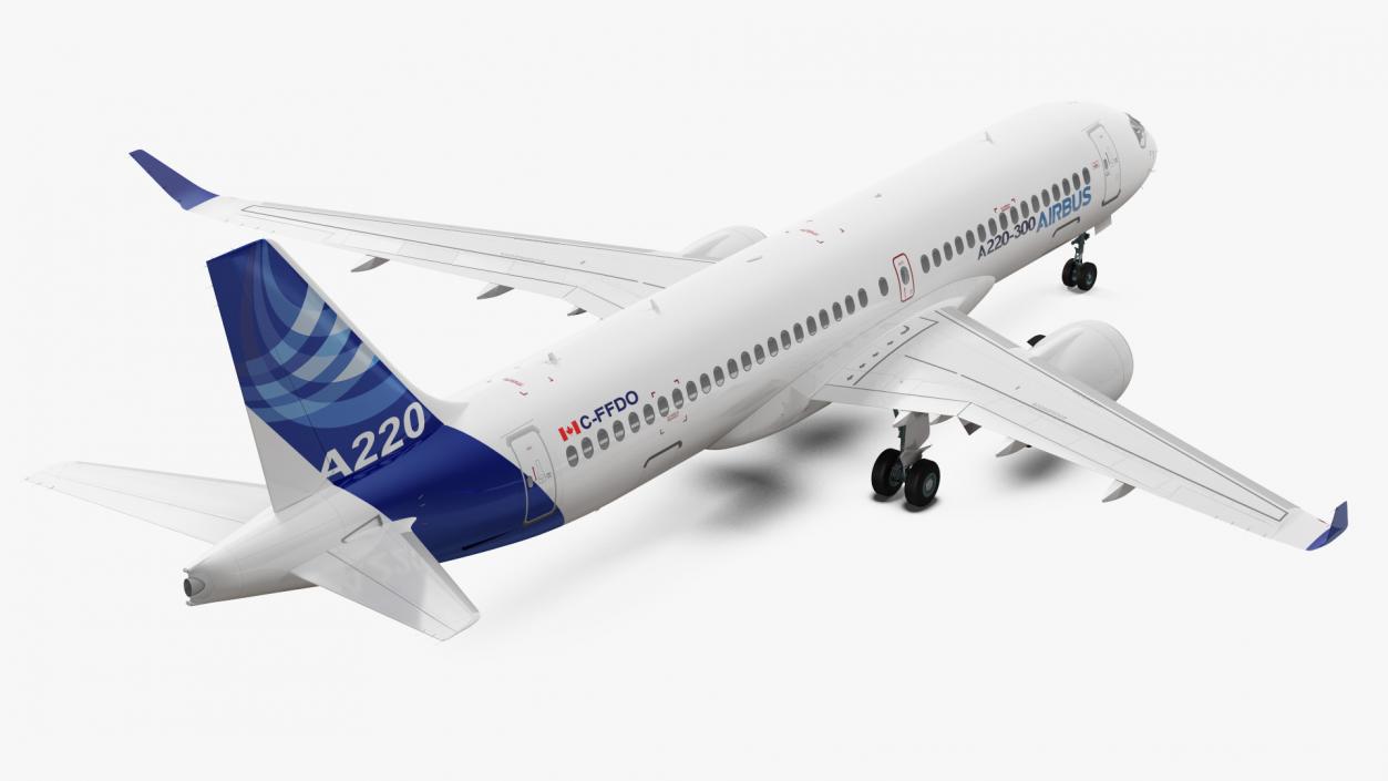 3D Airbus A220 300 Simple Interior Rigged model
