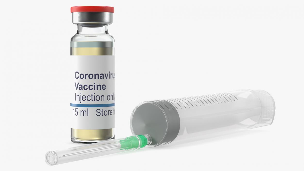Syringe with Coronavirus Vaccine 3D