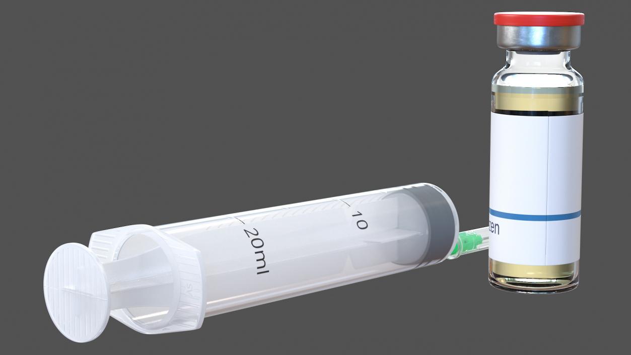 Syringe with Coronavirus Vaccine 3D