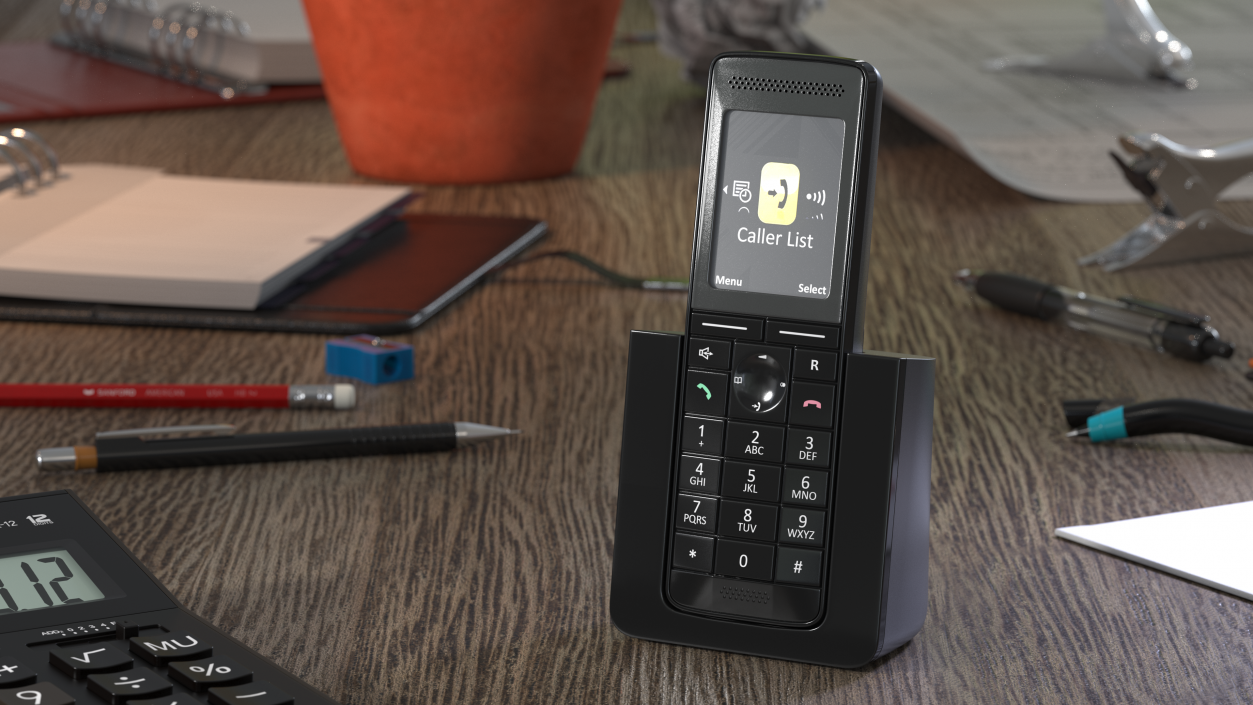 Single Cordless DECT Home Phone with Charger 3D model