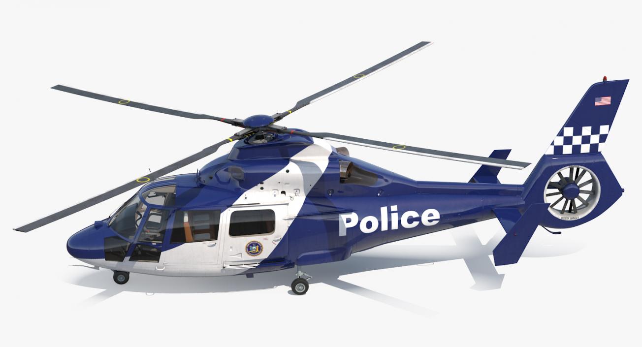 3D Police Helicopter Eurocopter AS 365 N2 Dauphin