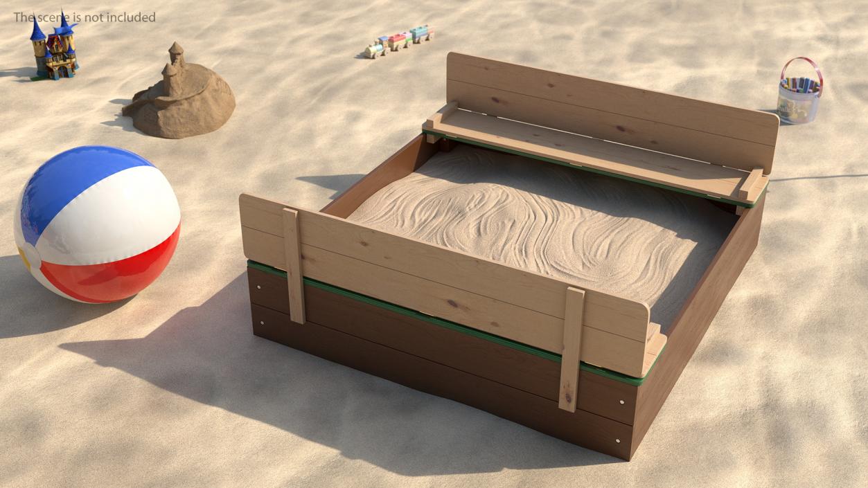 3D Wooden Sandpit with Bench Seats
