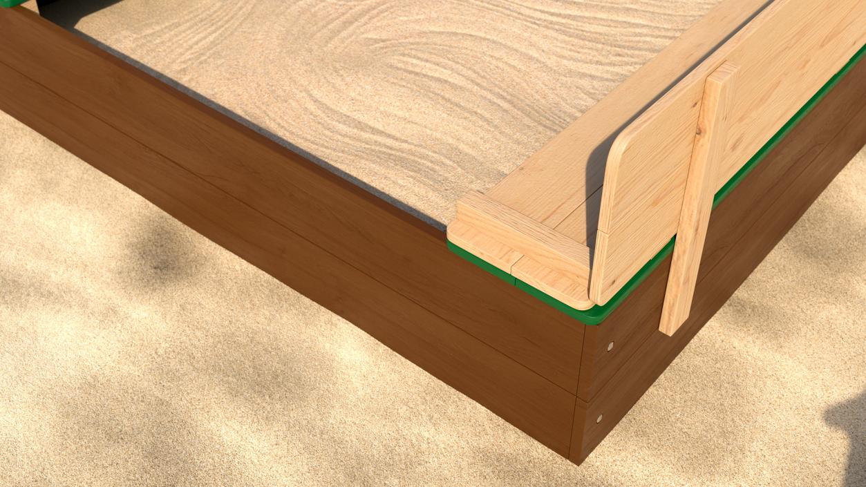 3D Wooden Sandpit with Bench Seats