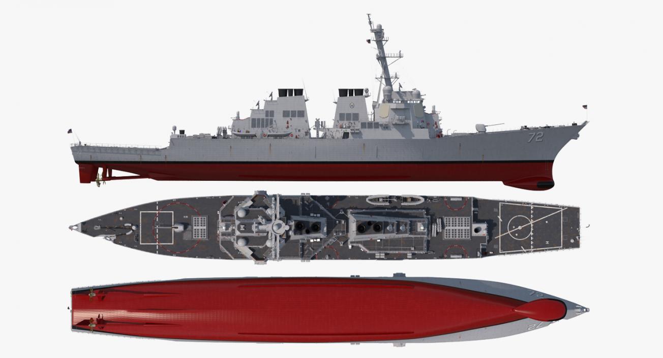 3D Arleigh Burke Destroyer Mahan DDG-72 Rigged model