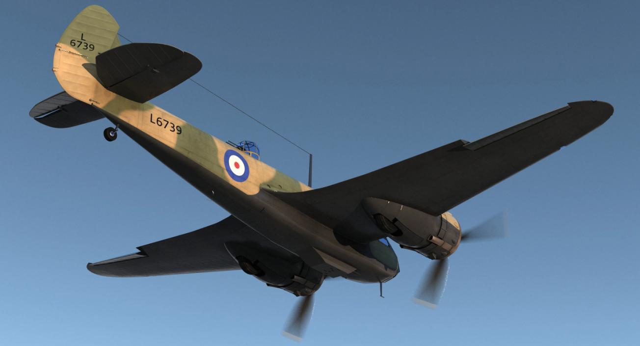 3D British Light Bomber Aircraft Bristol Blenheim Rigged model