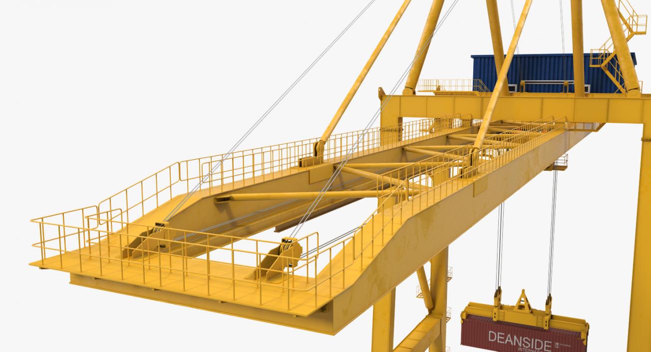 3D Quayside Container Crane with Container Rigged