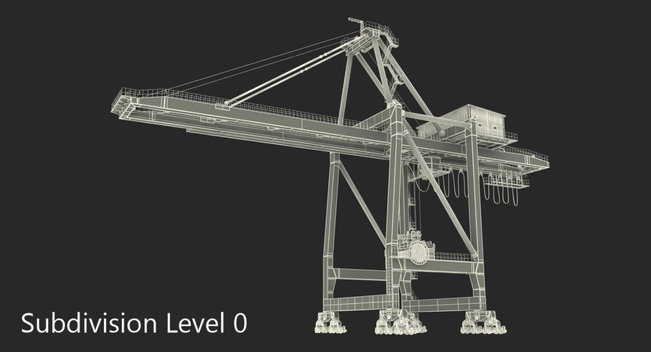 3D Quayside Container Crane with Container Rigged