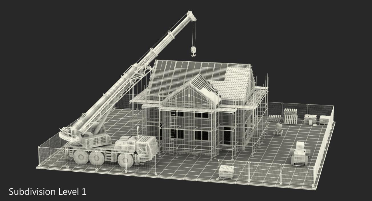 3D Private House Construction with Equipment