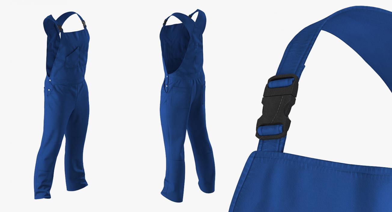 Blue Workwear Overalls 3D