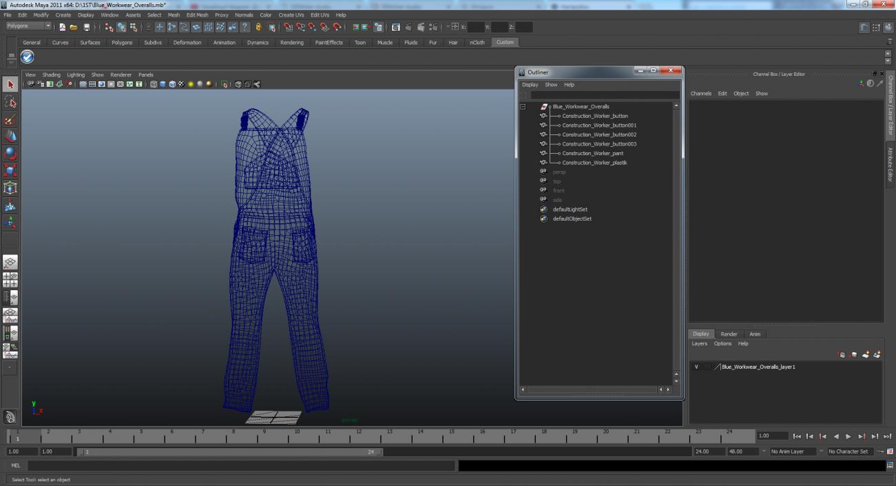 Blue Workwear Overalls 3D