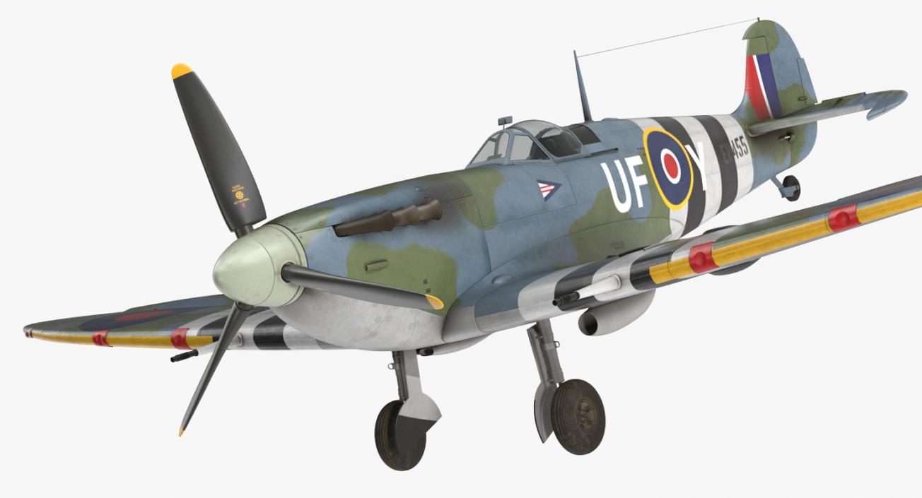 3D model Royal Air Force Fighter Supermarine Spitfire LF Mk IX Rigged