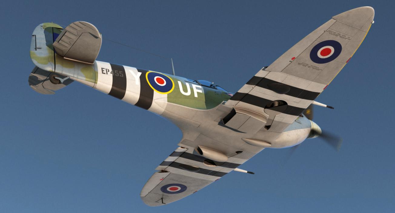 3D model Royal Air Force Fighter Supermarine Spitfire LF Mk IX Rigged