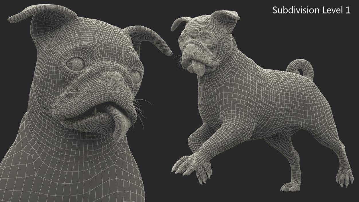 3D model Pug Dog Running Pose