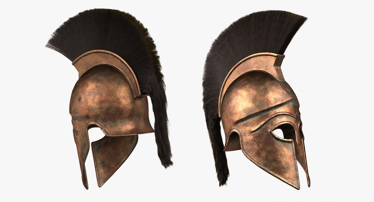 Ancient Greek Corinthian Helmet with Crest 3D